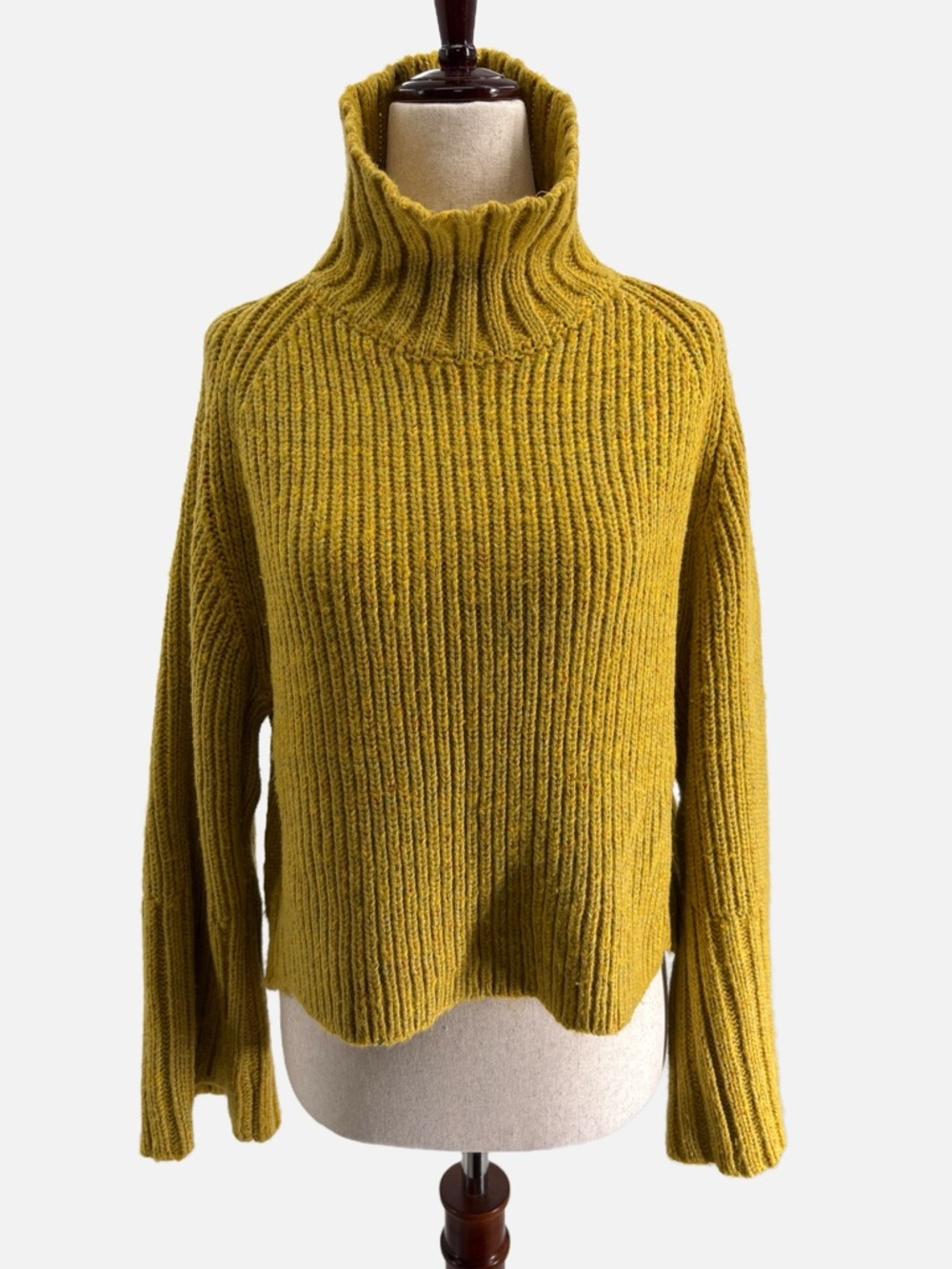 Moussy Rib Knit Turtleneck Sweater Golden Mustard Free Size High Low